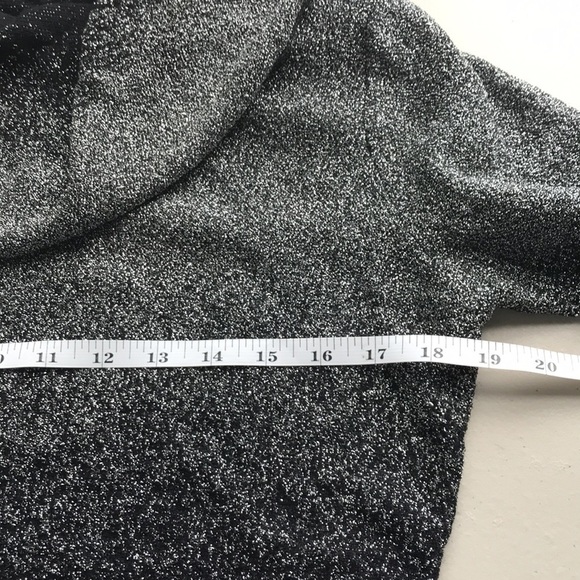 LAURA black silver metallic shimmery cowl neck long sleeve dressy shirt Small - Picture 7 of 10